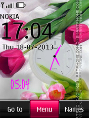 Tender Tulips Dual Clock Theme-Screenshot