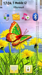 Скриншот темы Butterfly And Yellow Dandelions