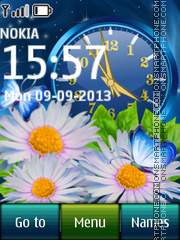 Blue Flower Dual Clock 02 theme screenshot