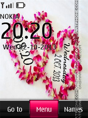 Pink Hearts Digital Clock tema screenshot