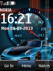 Blue Porsche Dual Clock theme screenshot