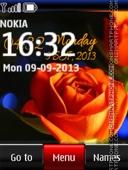 Orange Rose Digital Clock tema screenshot