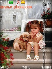 Скриншот темы Little girl with a dog