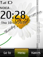 White Flower Digital Clock theme screenshot