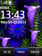 Скриншот темы Blue flower dual clock 03