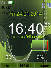 Green Xpress Music Clock theme screenshot