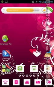 Скриншот темы Valentines Pink Hearts