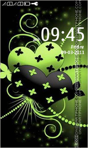 Green Black Abstract Hearts theme screenshot