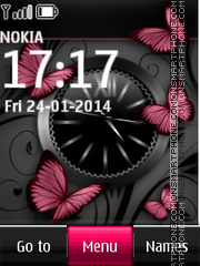 Pink Butterfly Dual Clock es el tema de pantalla