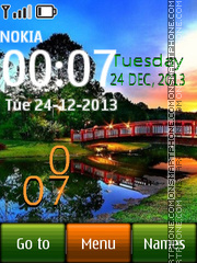 Japanese Garden Clock tema screenshot