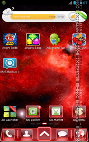 Red Space Fusion Go launcher theme screenshot