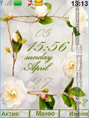 Flower with Green Clock Theme-Screenshot