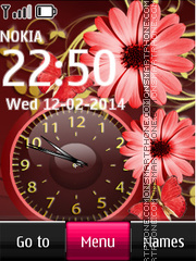 Flower and Brown Dual Clock tema screenshot