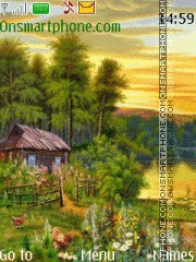 Small house at the river tema screenshot