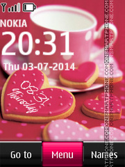 Скриншот темы Love Cookies Digital Clock