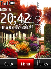 Garden with Perennial Flowers Clock tema screenshot