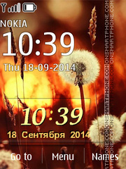 Dandelions with Clock theme screenshot
