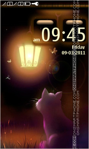 Night butterfly and kitten tema screenshot