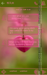 Скриншот темы Pink Heart GO SMS THEME