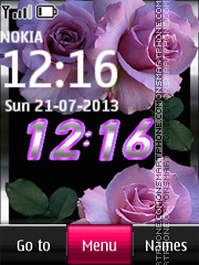 Pink Roses with Digital Clock theme screenshot