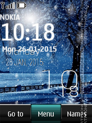 Winter Snowfall Digital Clock tema screenshot