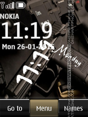 Скриншот темы Weapon Pistol Digital Clock