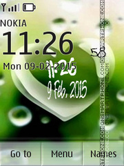Green Dew Heart Clock theme screenshot