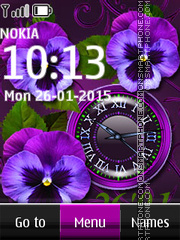 Скриншот темы Violet Flowers Dual Clock