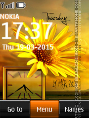 Yellow Flower Dual Clock tema screenshot