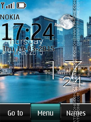 City Skyline Live Clock tema screenshot