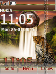 Leopard and Waterfall tema screenshot