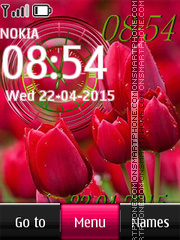 Скриншот темы Red Tulips Clock