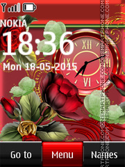 Red Flowers Clock 01 theme screenshot