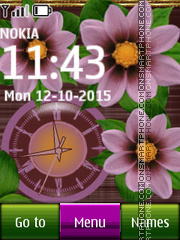 Pink Flower Dual Clock 02 tema screenshot