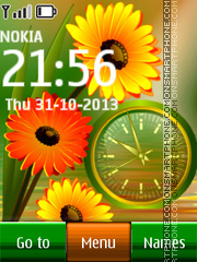 Gerbera and Clock Theme-Screenshot