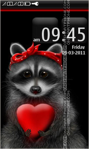 Raccoon in love theme screenshot
