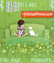 Girl And Cat es el tema de pantalla