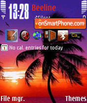 Palm Sunset tema screenshot