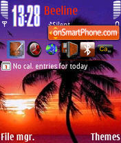 Palm Sunset es el tema de pantalla