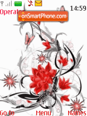 Скриншот темы Red Flowers Animated