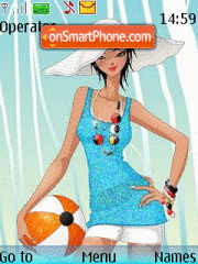 Girl On a Beach theme screenshot