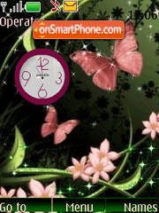Скриншот темы SWF clock flowers