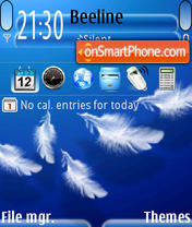 Blue Light Feathers tema screenshot