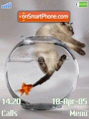 Скриншот темы Cat in Aquarium