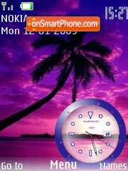 Скриншот темы Sunset Clock Pink SWF