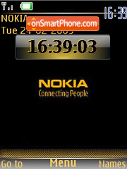 Gold Nokia clock theme screenshot