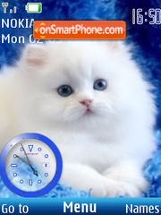 SWF white cat clock2 tema screenshot