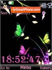 SWF clock butterfly animated tema screenshot