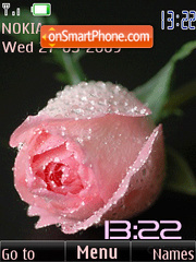 SWF clock pink rose anim tema screenshot