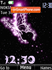 SWF butterfly clock animated tema screenshot